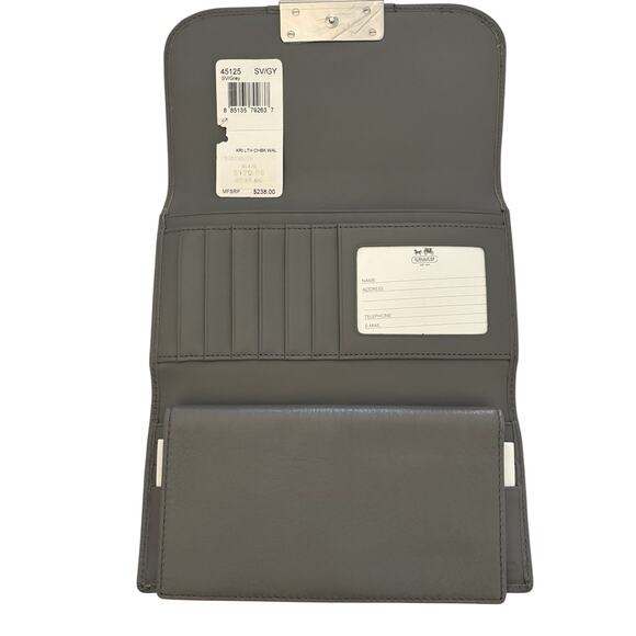 Coach 45125 Kristin Silver Gray Leather Envelope Clutch Wallet NWT MSRP $238 - Picture 4 of 9